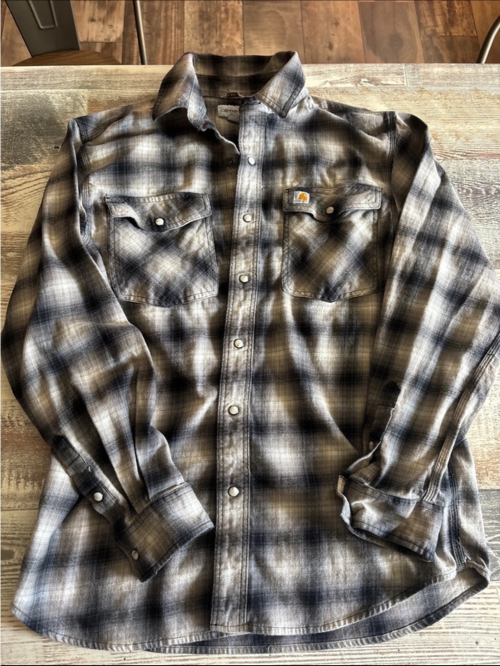 Carhartt Men's Gray & Brown Plaid Workshirt